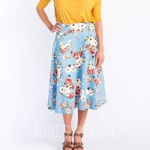 Agnes & Dora™ Midi Skirt Not Too Blue Floral
